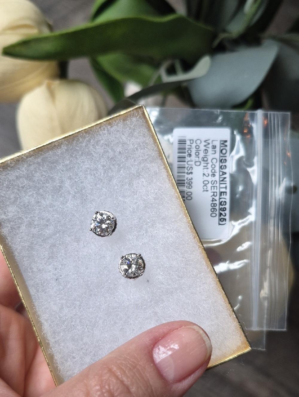 2.0ct moissanite round solitaire stud earrings  pave martini setting S925